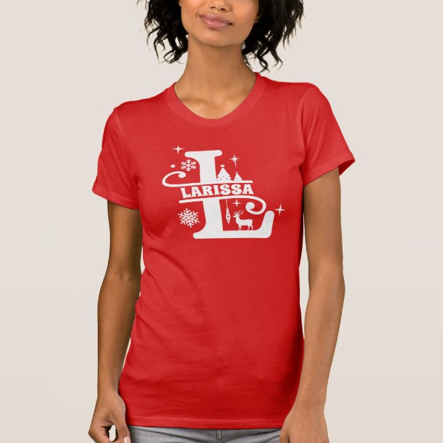 Camiseta Letra L Monograma Nome inicial Vermelho (Frente)