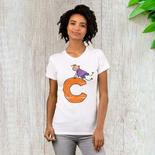 Camiseta Letra laranja C