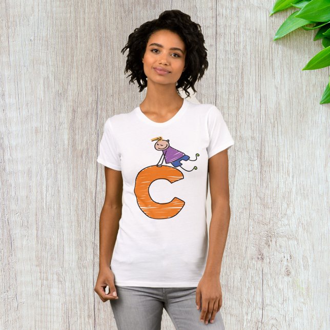Camiseta Letra laranja C (Criador carregado)