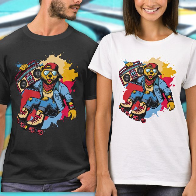 Camiseta Letra Legal engraçada Rolo do Urso Skate Cartoon H (Criador carregado)