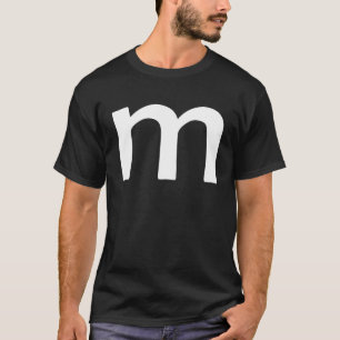 Camiseta Letra m alfabética m maiúscula branca e branca esc