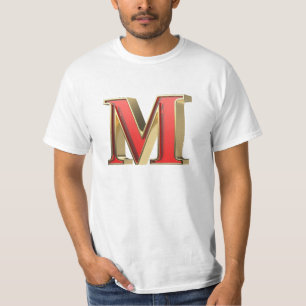 Camiseta Letra M de vidro vermelho