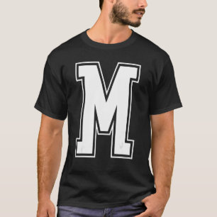 Camiseta Letra M Maiúscula Alfabet Inicial Mon
