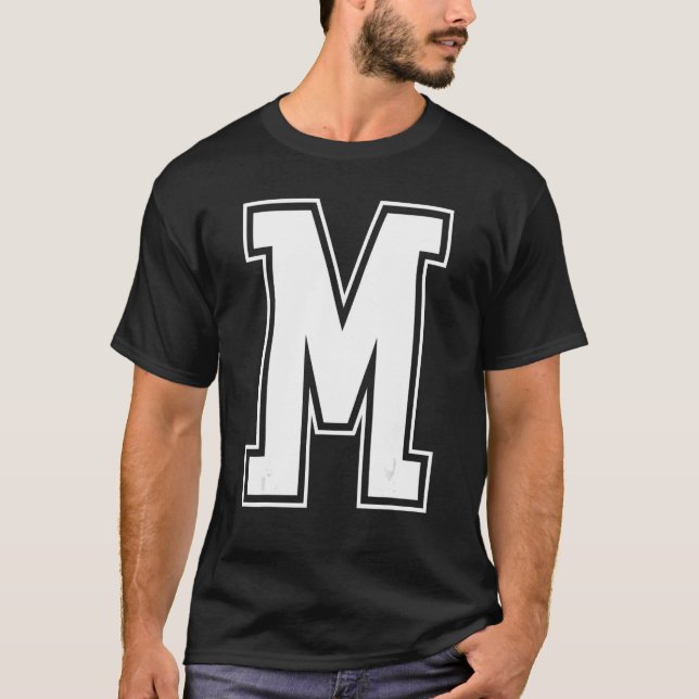 Camiseta Letra M Maiúscula Alfabet Inicial Mon (Frente)