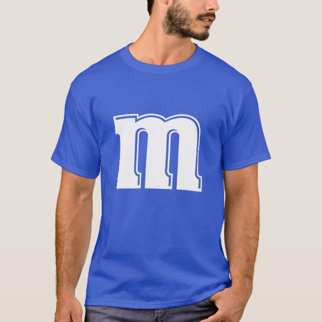 Camiseta Letra M Minúscula Engraçado Alfabeto Halloween Cos (Frente)