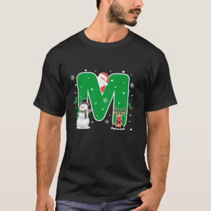 Camiseta Letra M Nome Inicial Alfabeto Papais noeis Monogra