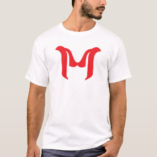 Camiseta Letra M Vermelha Geométrica Negrito Estilizada