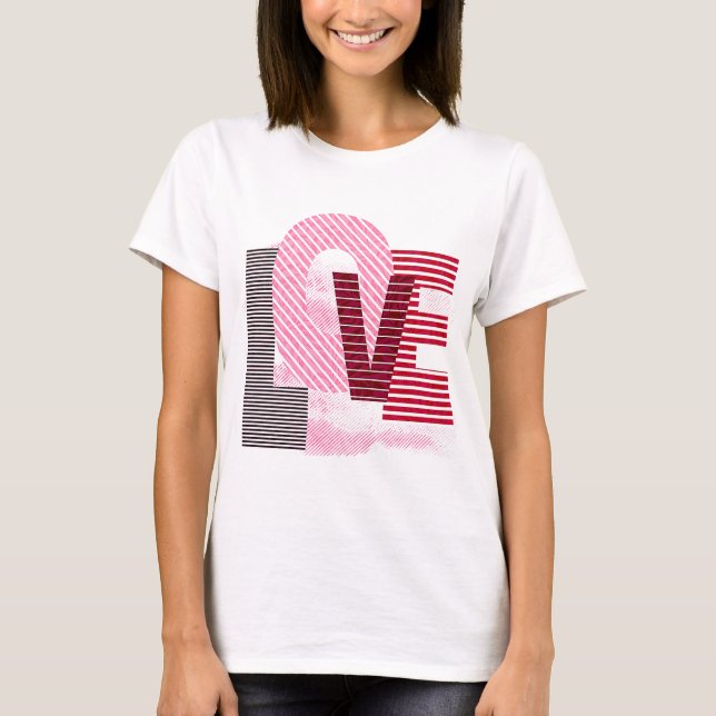 Camiseta Letra Magenta Geométrica de Amor (Frente)