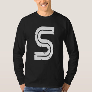 Camiseta Letra maiúscula africana S alfabético branco monog