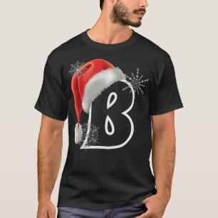 Camiseta Letra Maiúscula B Monograma Feriado de Natal