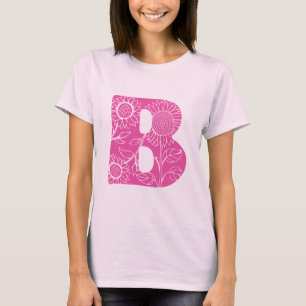 Camiseta Letra maiúscula B monograma floral