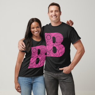 Camiseta Letra maiúscula B monograma floral