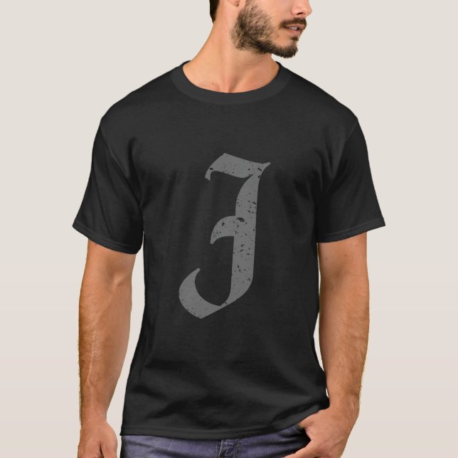 Camiseta Letra maiúscula caligráfica J Grunge (Frente)