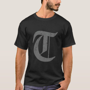 Camiseta Letra maiúscula caligráfica T Grunge