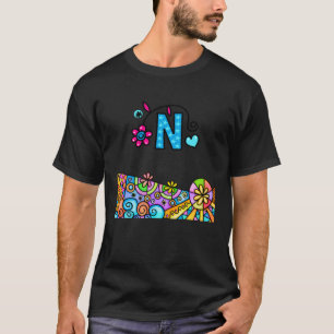Camiseta Letra Maiúscula Colorida N Grande Letra N
