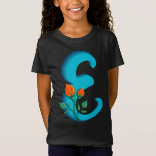 Camiseta Letra maiúscula E monograma floral