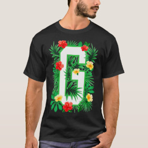 Camiseta Letra maiúscula G alfabético Monograma Flor inicia