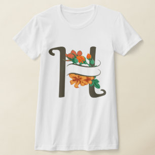 Camiseta Letra maiúscula H monograma floral