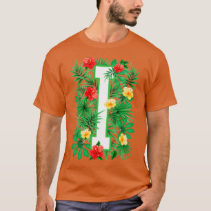 Camiseta Letra maiúscula I alfabético Monograma Flor inicia