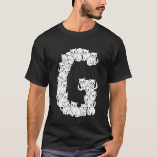 Camiseta Letra Maiúscula Inicial G Gato Divertido Amante de
