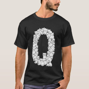 Camiseta Letra Maiúscula Inicial Q Gato Engraçado Amante Fe