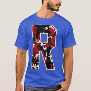 Camiseta Letra maiúscula inicial R Camo Alphabet Gift Women