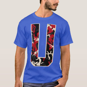Camiseta Letra maiúscula inicial U Camo Alphabet Gift Women
