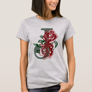 Camiseta Letra maiúscula J monograma floral