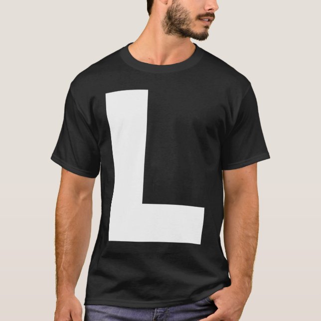 Camiseta Letra maiúscula L escura alfabética monograma maiú (Frente)