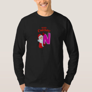 Camiseta Letra Maiúscula Mais Curta N Monograma Feliz Natal
