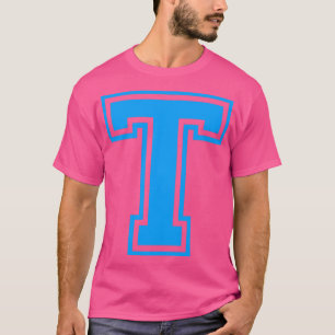 Camiseta Letra maiúscula Nome Monograma inicial Texto azul