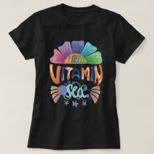 Camiseta Letra Mão Vibrante Do Arco-Íris: Eu Preciso Do Mar