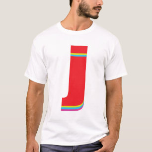 Camiseta Letra Minúscula J Monograma Deslocamento Arco-Íris