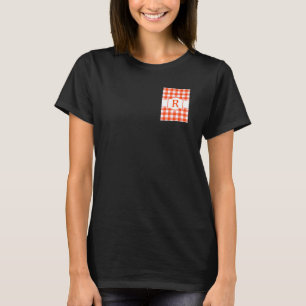 Camiseta Letra Monograma de Xadrez Búfalo Laranja e Branco
