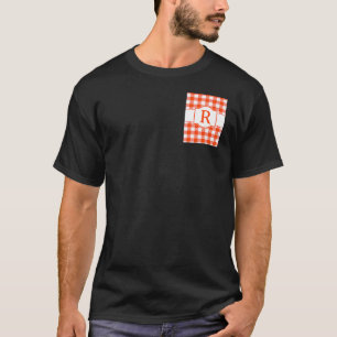 Camiseta Letra Monograma de Xadrez Búfalo Laranja e Branco