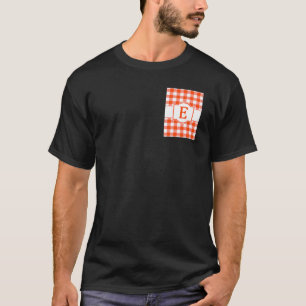 Camiseta Letra Monograma de Xadrez Búfalo Laranja e Branco