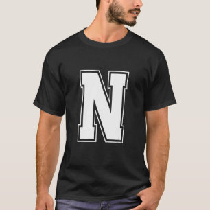 Camiseta Letra N Alfabeto Negrito Maiúscula Maiúscula Inici