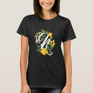 Camiseta Letra N Maiúscula Flores De Alfabeto Monograma Ini