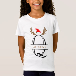 Camiseta Letra Natal Personalizada Q Dividir Monograma