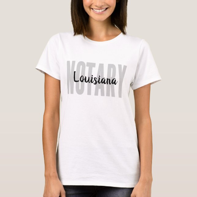 Camiseta Letra Negra Negra Desbotada Pública da Louisiana (Frente)