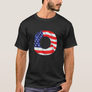Camiseta Letra O Maiúscula Alfabet Eua American Flag Monsen