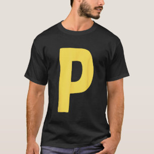 Camiseta Letra P grande e negrito em amarelo