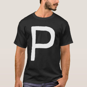 Camiseta Letra P Homens Mulheres Monograma Gráfico Retro In