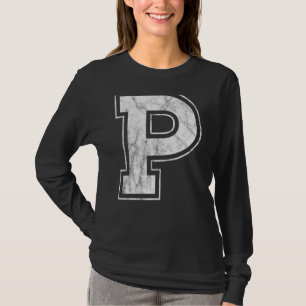 Camiseta Letra P Maiúscula Monograma de Alfabeto Inicial