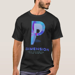 Camiseta Letra P Moderna em Monograma Tecnológico 3D