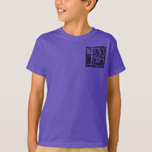Camiseta Letra P Monograma Medieval Arte Nova