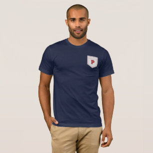 Camiseta Letra P - Nome inicial Alphabet Pocket Lado Esquer