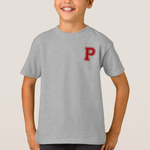 Camiseta Letra P - Nome inicial Monograma alfabético