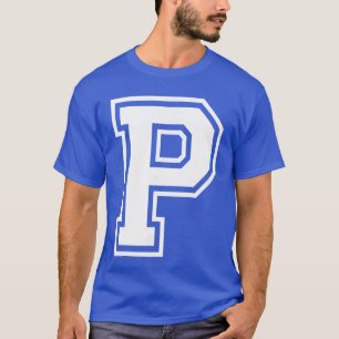 Camiseta Letra P Nome Inicial Varsity Alfabeto Monograma gi