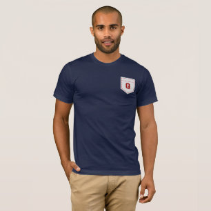 Camiseta Letra Q - Nome Inicial Pocket Alfabeto Lado Esquer